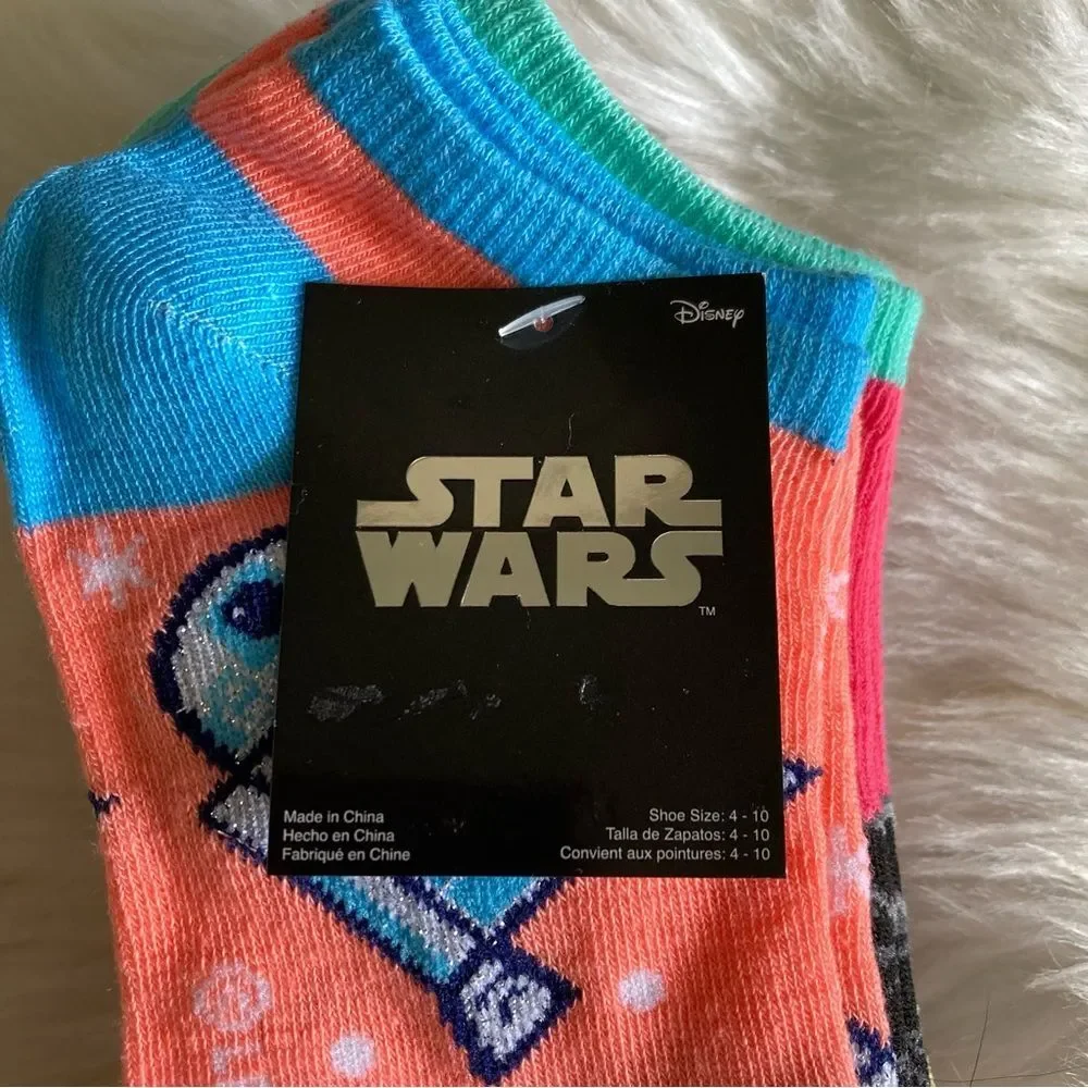 Star Wars Character 6 Pairs No Show Low Cut Socks NWT Princess Leia Darth Vader